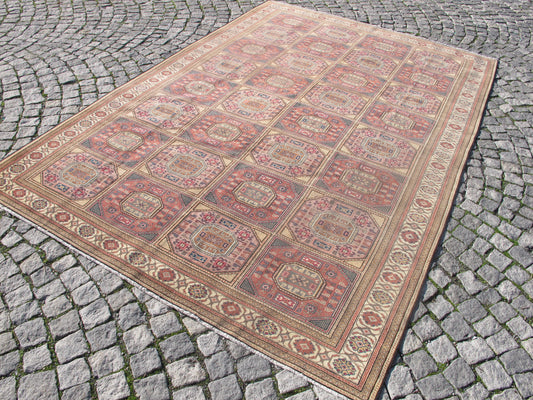 Vintage Oriental Wool Rug 6x9 Large Area Rug for Living Room,Traditional Turkish Carpet