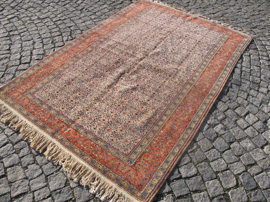 Hand Knotted Wool Area Rug Vintage Handmade Persian Floral Design Carpet 5 x 7 ft