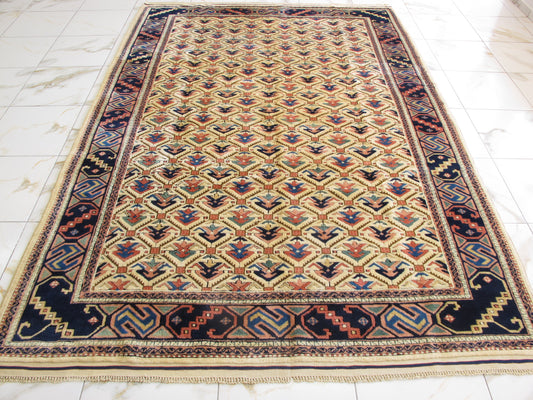 Hand Made Large Oriental Rug,Exquisite Vintage Traditional Wool Carpet 211x307