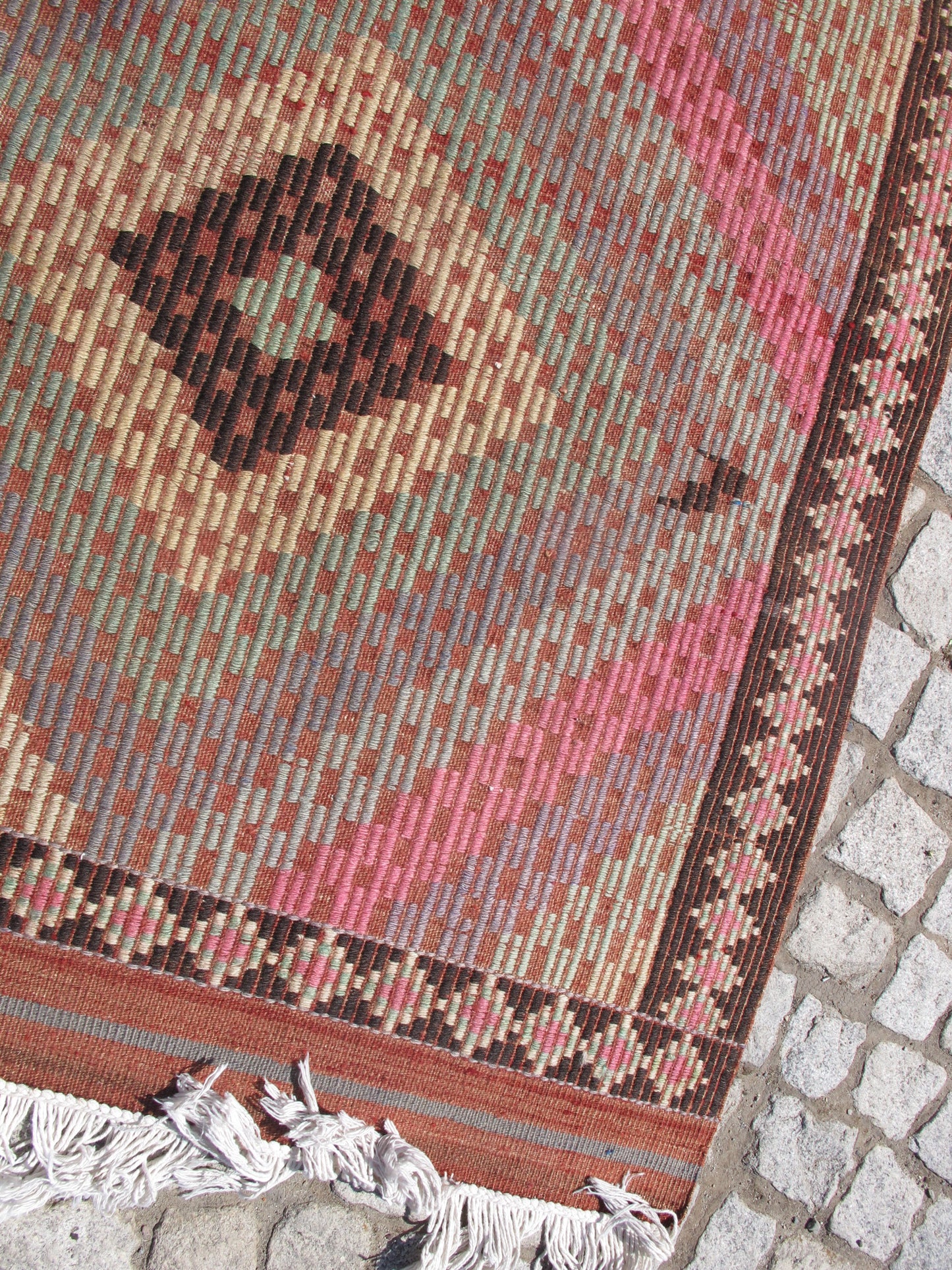 Vintage Turkish Oushak Kilim Rug - Pastel Faded Tones - 5'8'' x 10'2'' (173x310cm)