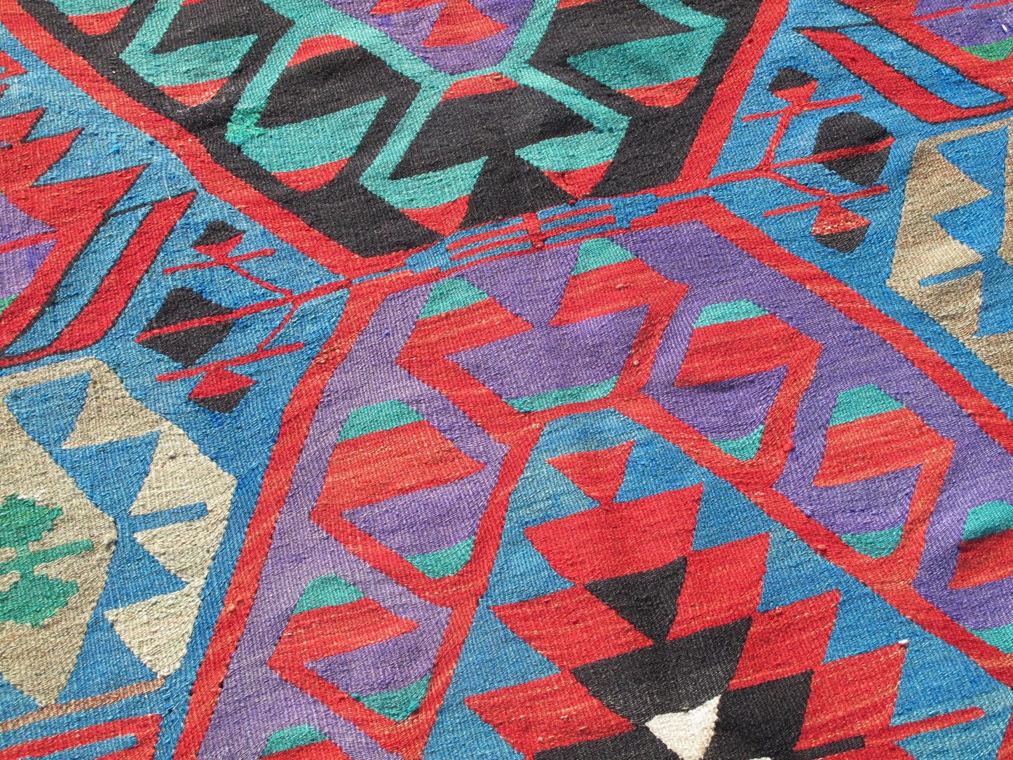 Vintage Turkish Oushak Kilim Rug - Vibrant Turquoise - 5'4'' x 10'9'' (164x329cm)