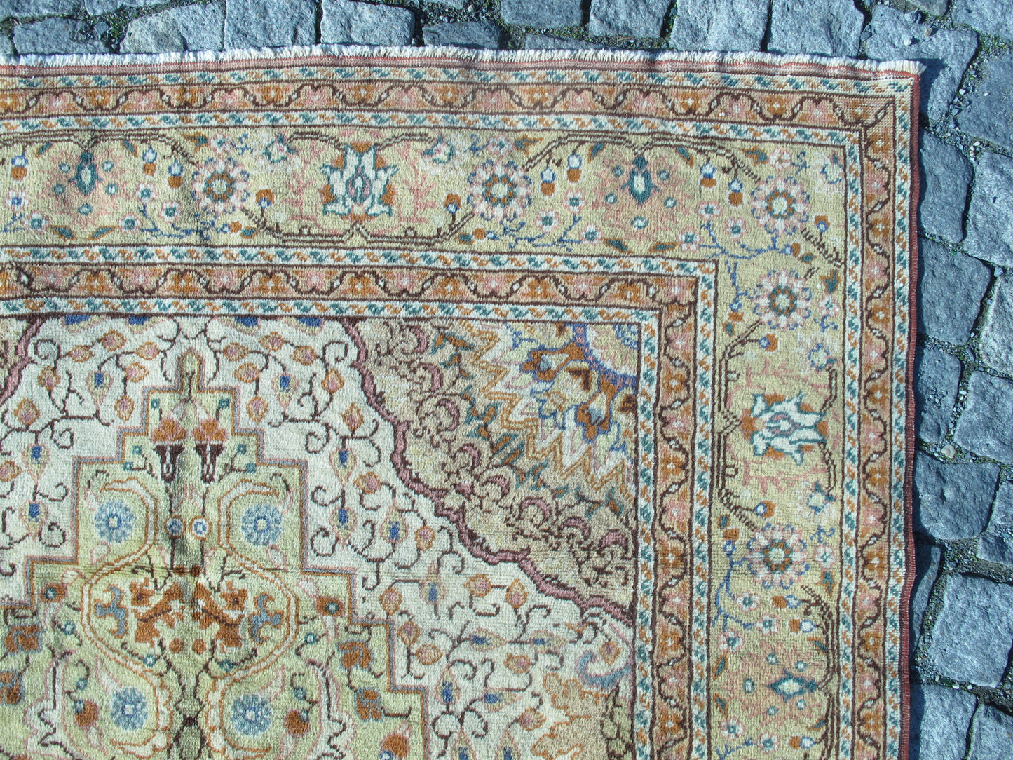 Semi Antique Handmade Rug Vintage Floral Muted Wool Rug Traditional Oriental Carpet 4.6x6.9