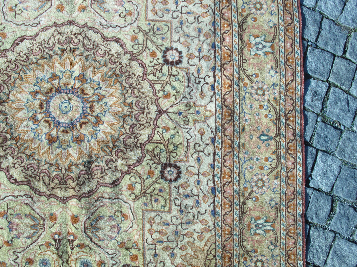 Semi Antique Handmade Rug Vintage Floral Muted Wool Rug Traditional Oriental Carpet 4.6x6.9