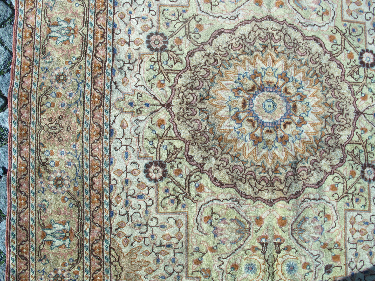 Semi Antique Handmade Rug Vintage Floral Muted Wool Rug Traditional Oriental Carpet 4.6x6.9