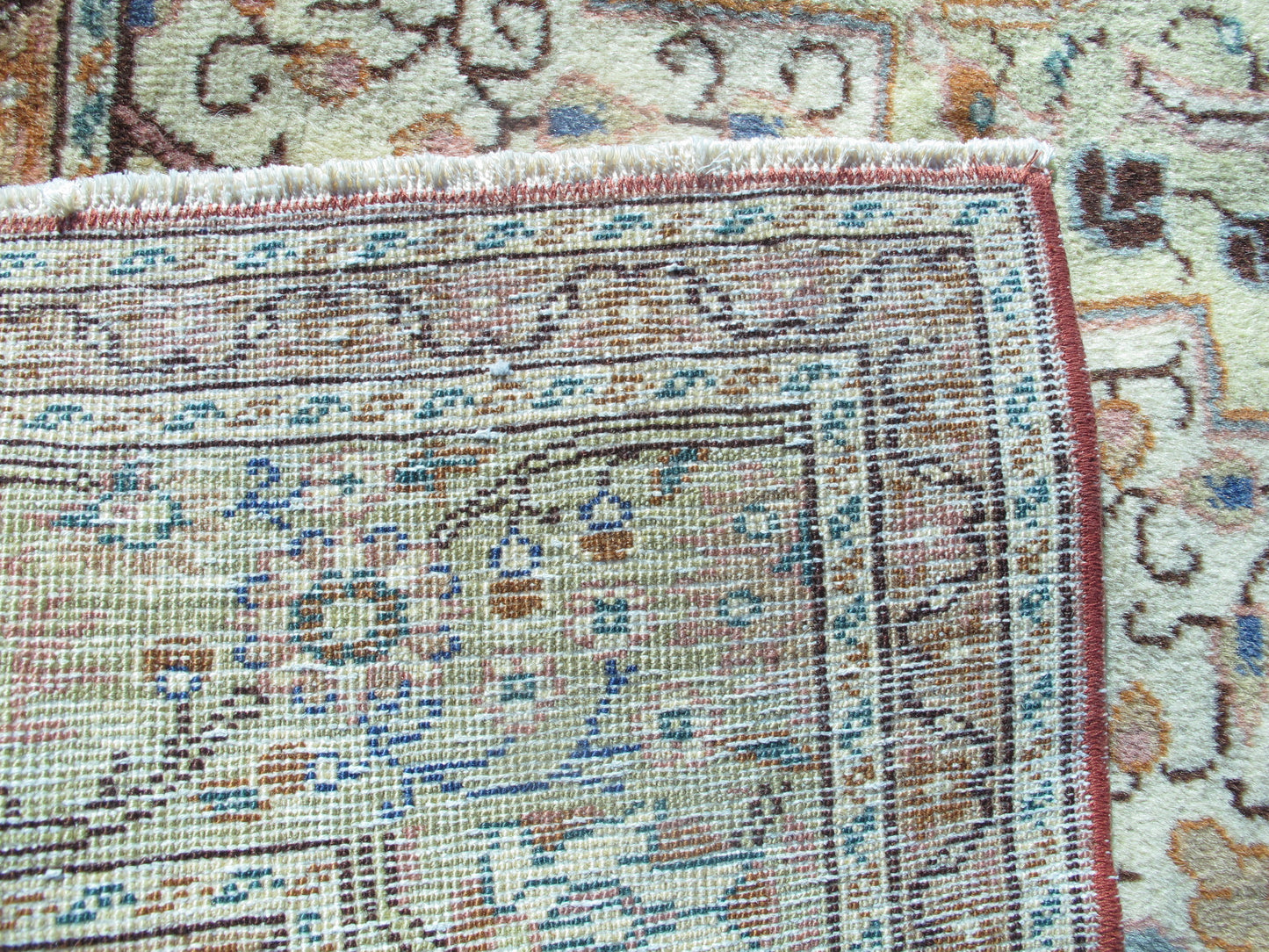 Semi Antique Handmade Rug Vintage Floral Muted Wool Rug Traditional Oriental Carpet 4.6x6.9