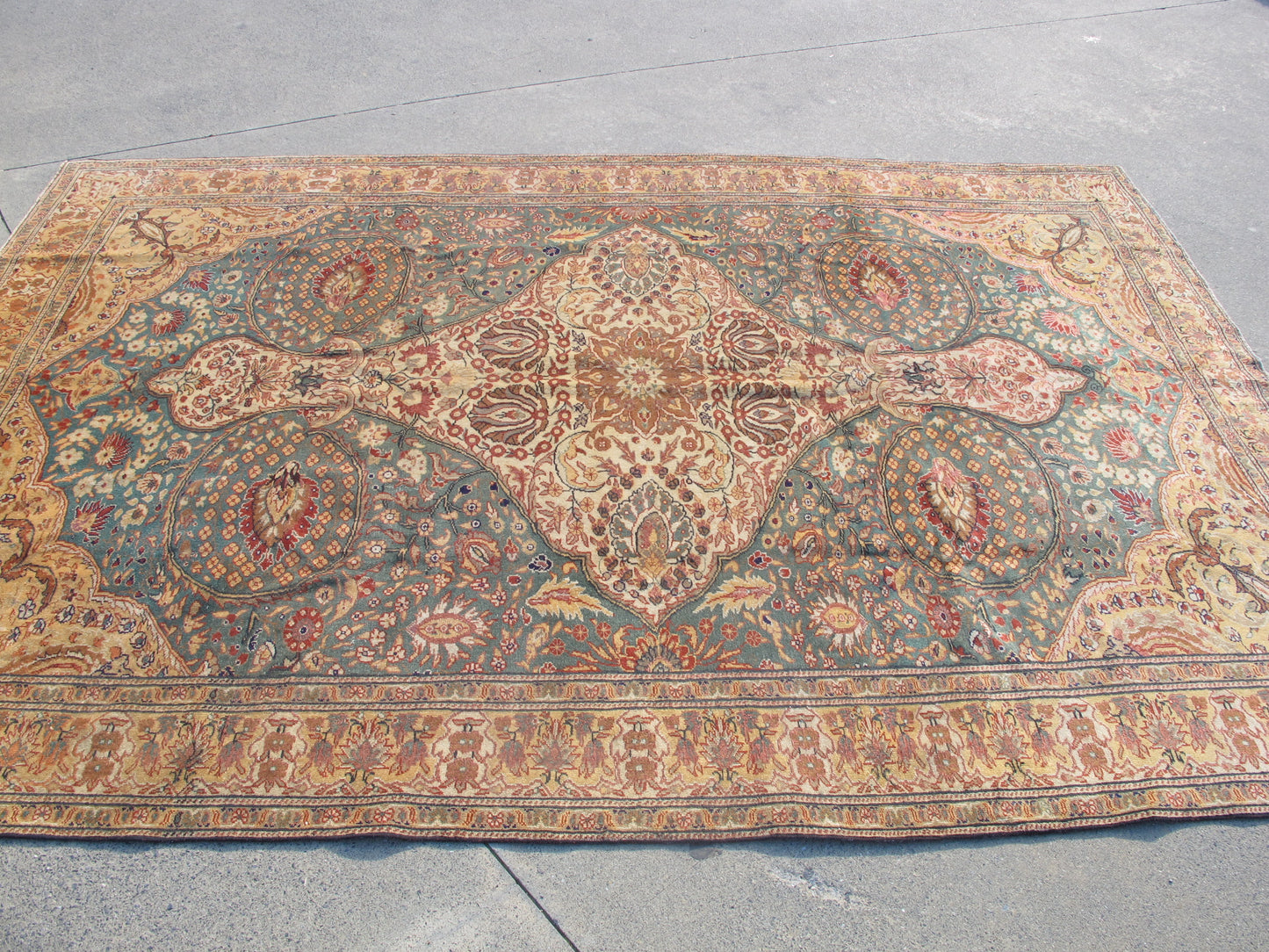 Persian Floral Design Old Oriental Rug,Large Wool Area Rug Traditional Vintage Carpet 6 X 9 ft