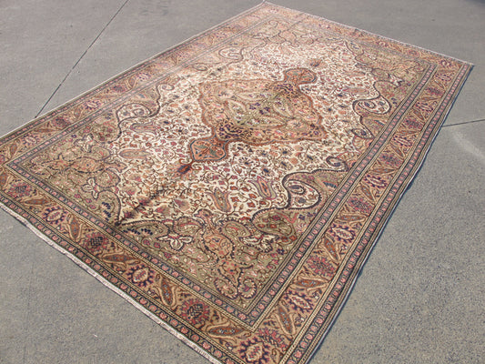 Handmade Old Oriental Rug,Large Living Room Vintage Rug,Wool Handmade Carpet 6x9