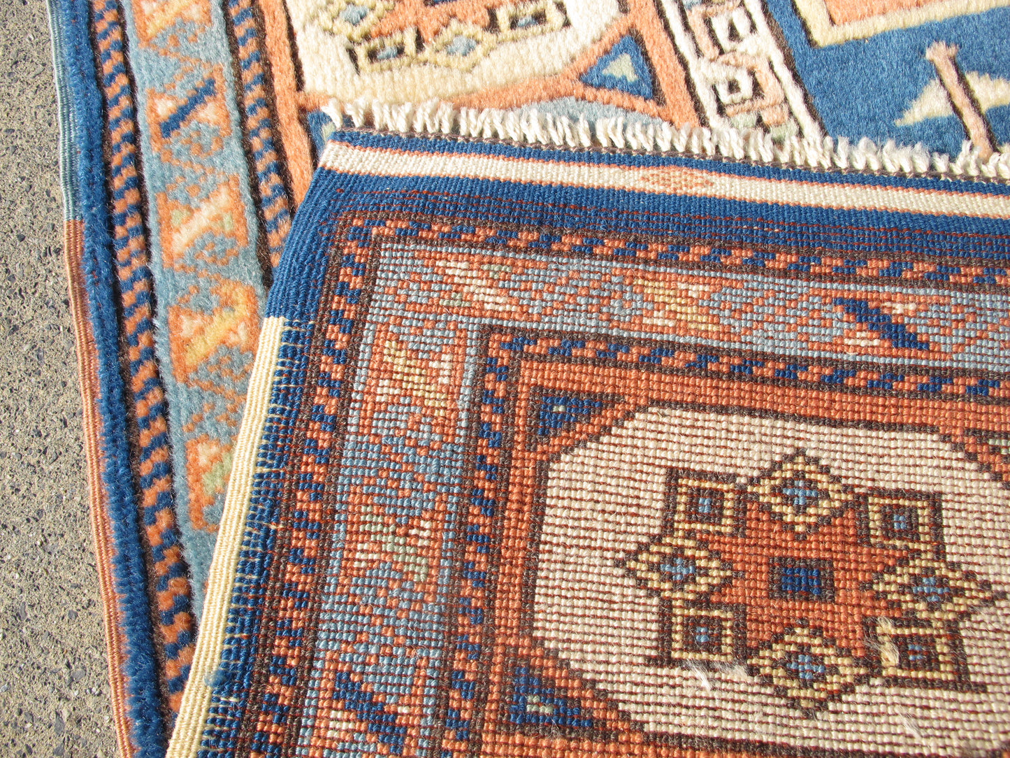 Vintage Traditional Nomadic Tribal Rug - Ancient Turkic Design - 4'2'' x 6'5'' (127x197cm) - 1980s