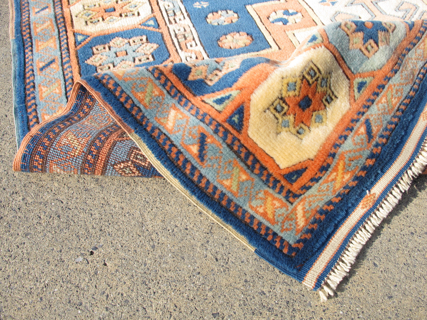 Vintage Traditional Nomadic Tribal Rug - Ancient Turkic Design - 4'2'' x 6'5'' (127x197cm) - 1980s