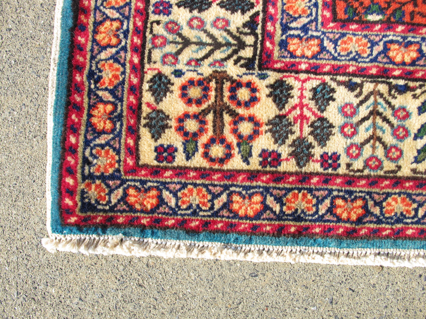 Vintage Traditional Oriental Rug - Red Fine Weave Floral - 4' x 5'7'' (124x171cm) - 1950s