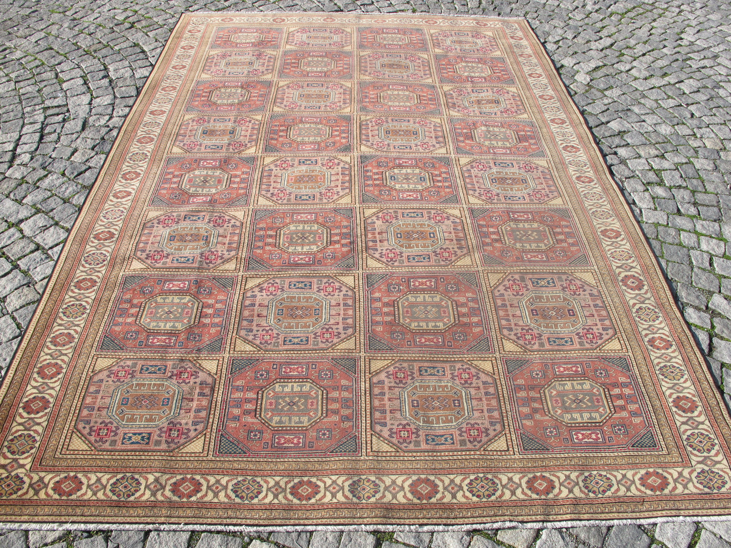 Vintage Oriental Wool Rug 6x9 Large Area Rug for Living Room,Traditional Turkish Carpet