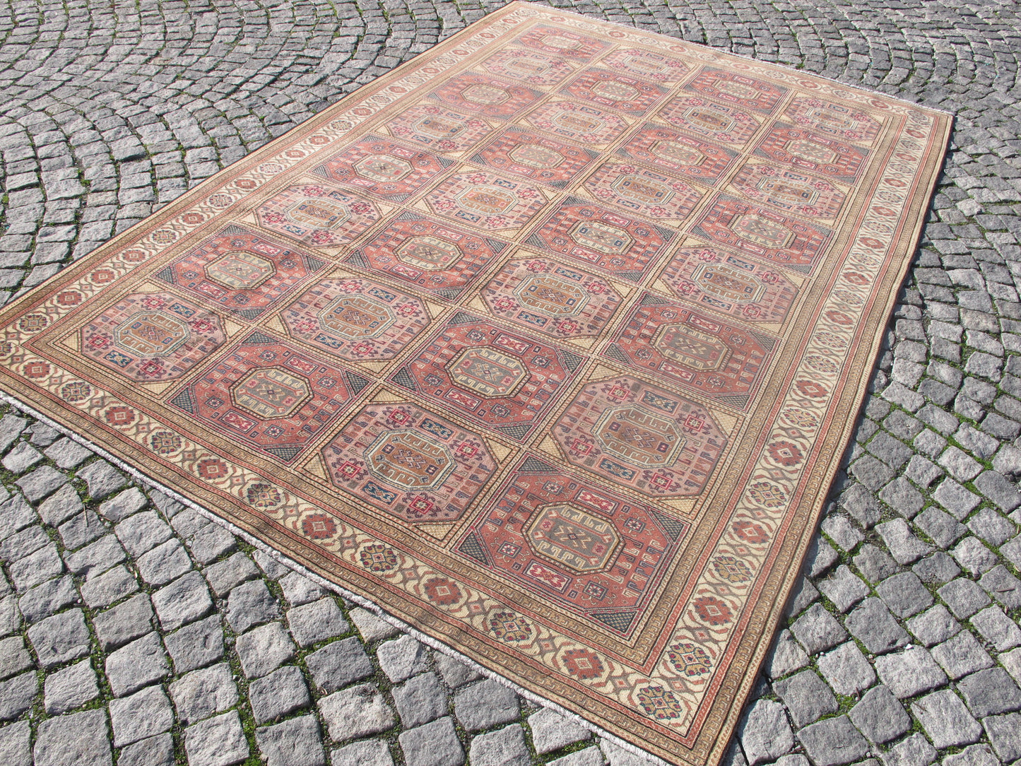 Vintage Oriental Wool Rug 6x9 Large Area Rug for Living Room,Traditional Turkish Carpet