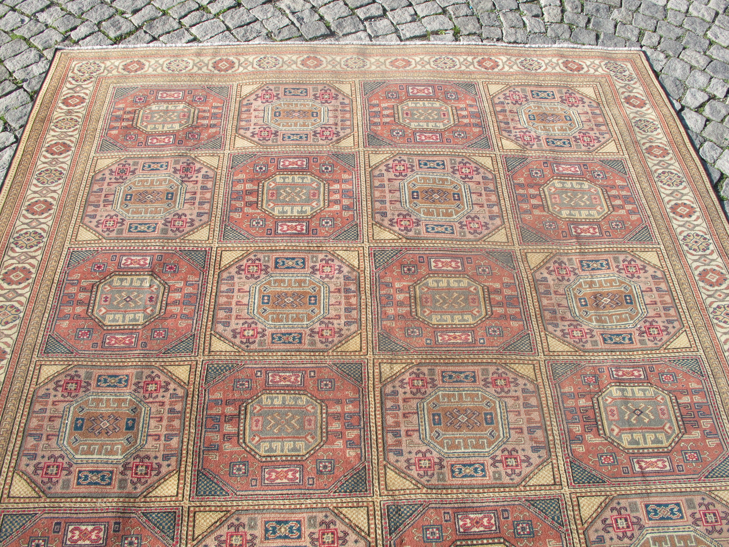 Vintage Oriental Wool Rug 6x9 Large Area Rug for Living Room,Traditional Turkish Carpet