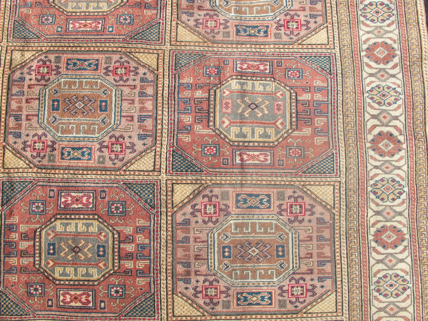 Vintage Oriental Wool Rug 6x9 Large Area Rug for Living Room,Traditional Turkish Carpet