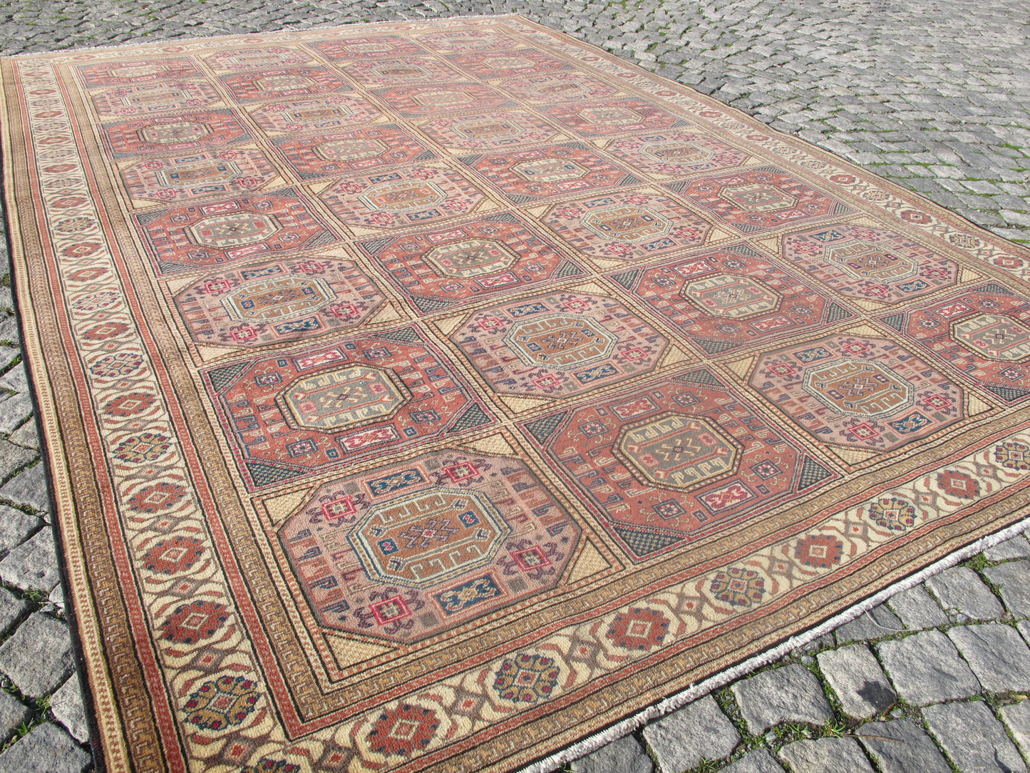 Vintage Oriental Wool Rug 6x9 Large Area Rug for Living Room,Traditional Turkish Carpet
