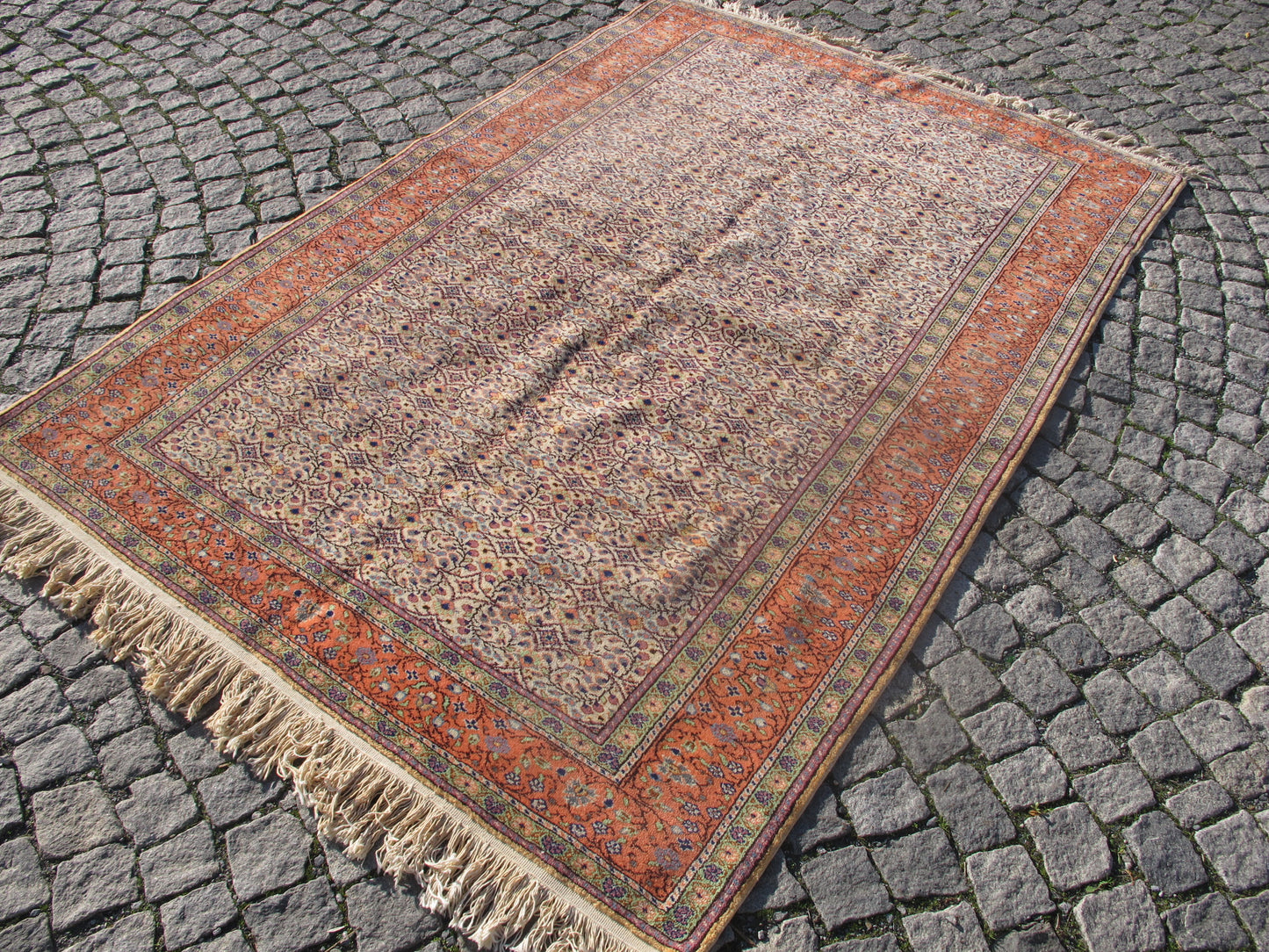 Hand Knotted Wool Area Rug Vintage Handmade Persian Floral Design Carpet 5 x 7 ft