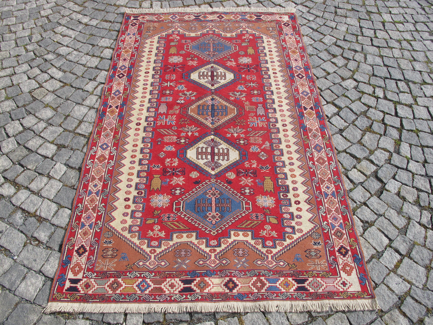 Caucasian Soumak Kilim Rug - Handwoven Wool - 3'11'' x 6'5'' (121x198cm)