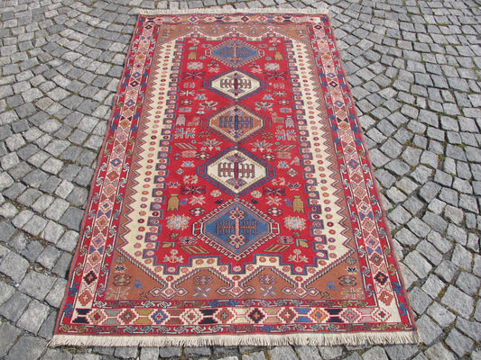 Caucasian Soumak Kilim Rug - Handwoven Wool - 3'11'' x 6'5'' (121x198cm)
