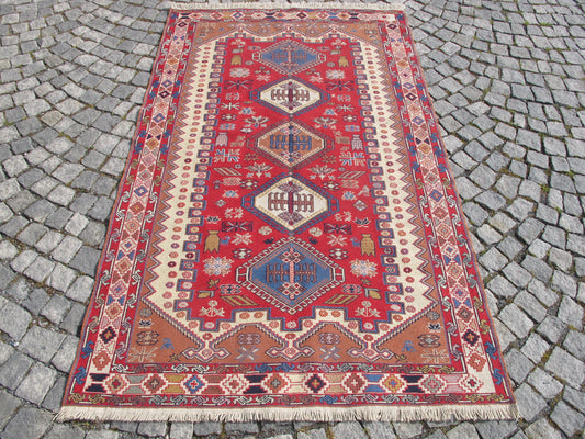 Caucasian Soumak Kilim Rug - Handwoven Wool - 3'11'' x 6'5'' (121x198cm)