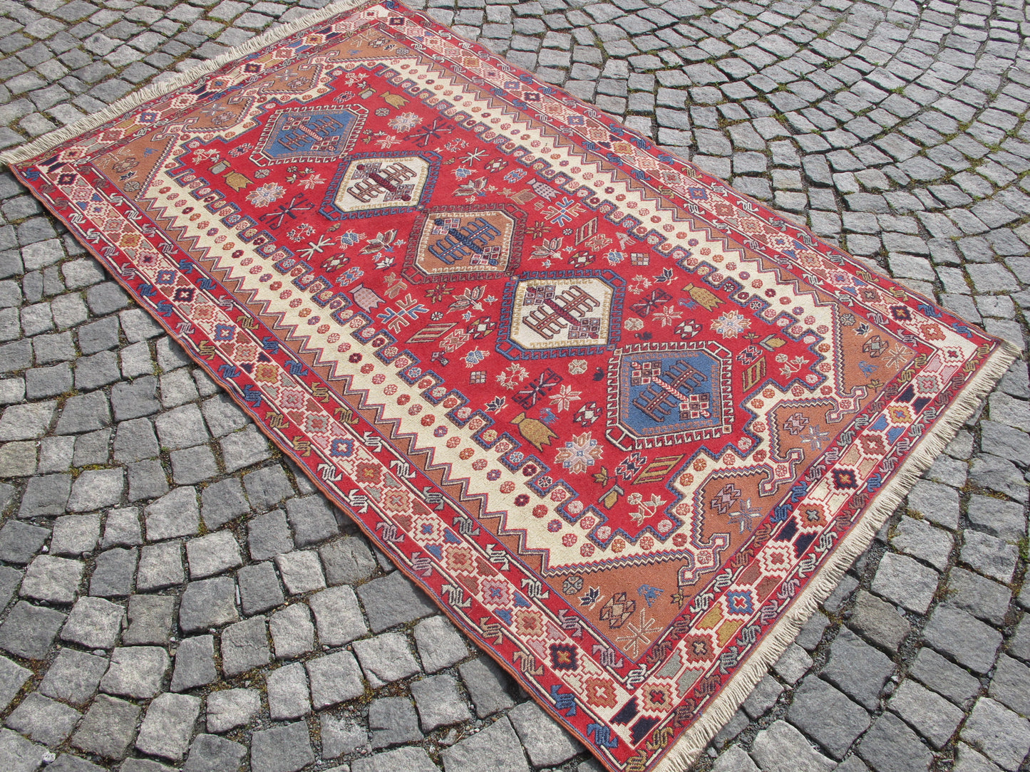 Caucasian Soumak Kilim Rug - Handwoven Wool - 3'11'' x 6'5'' (121x198cm)