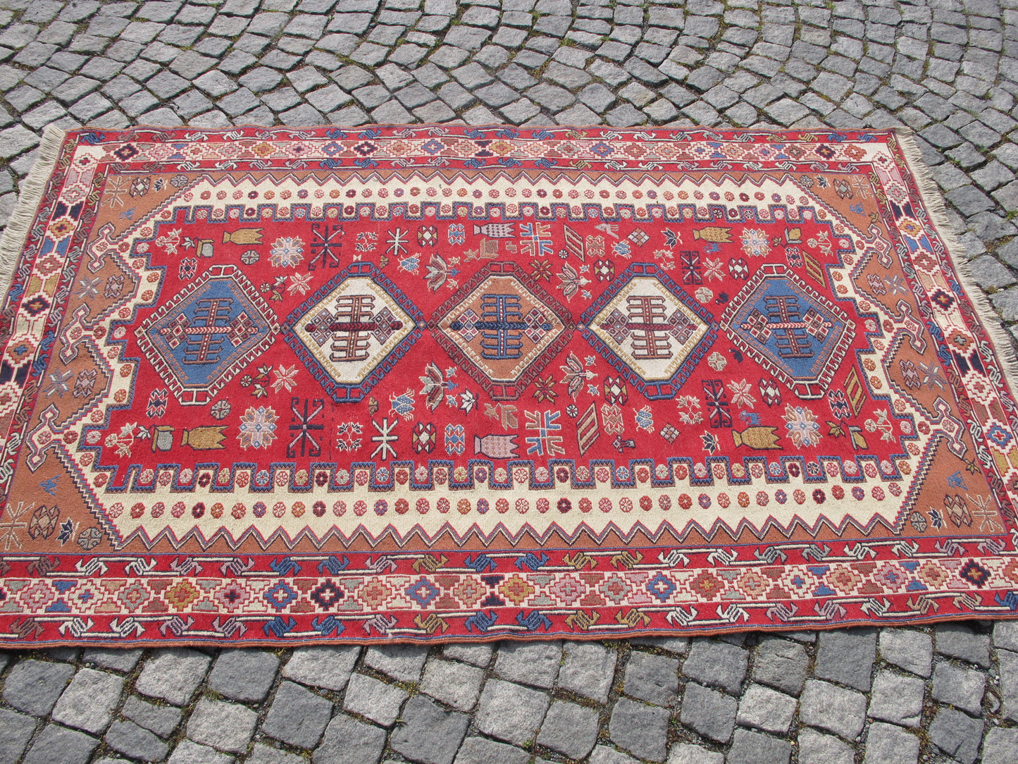 Caucasian Soumak Kilim Rug - Handwoven Wool - 3'11'' x 6'5'' (121x198cm)