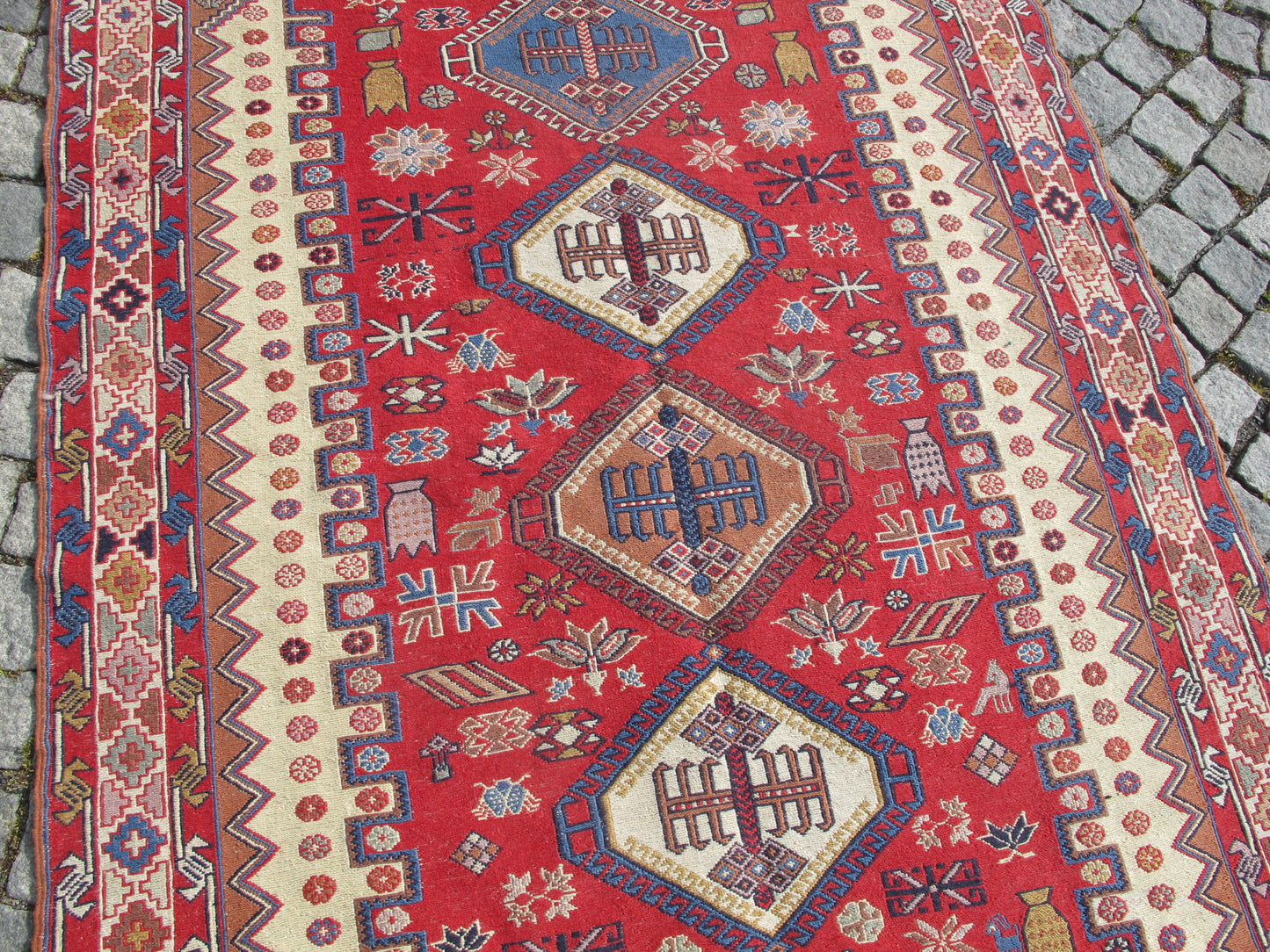 Caucasian Soumak Kilim Rug - Handwoven Wool - 3'11'' x 6'5'' (121x198cm)