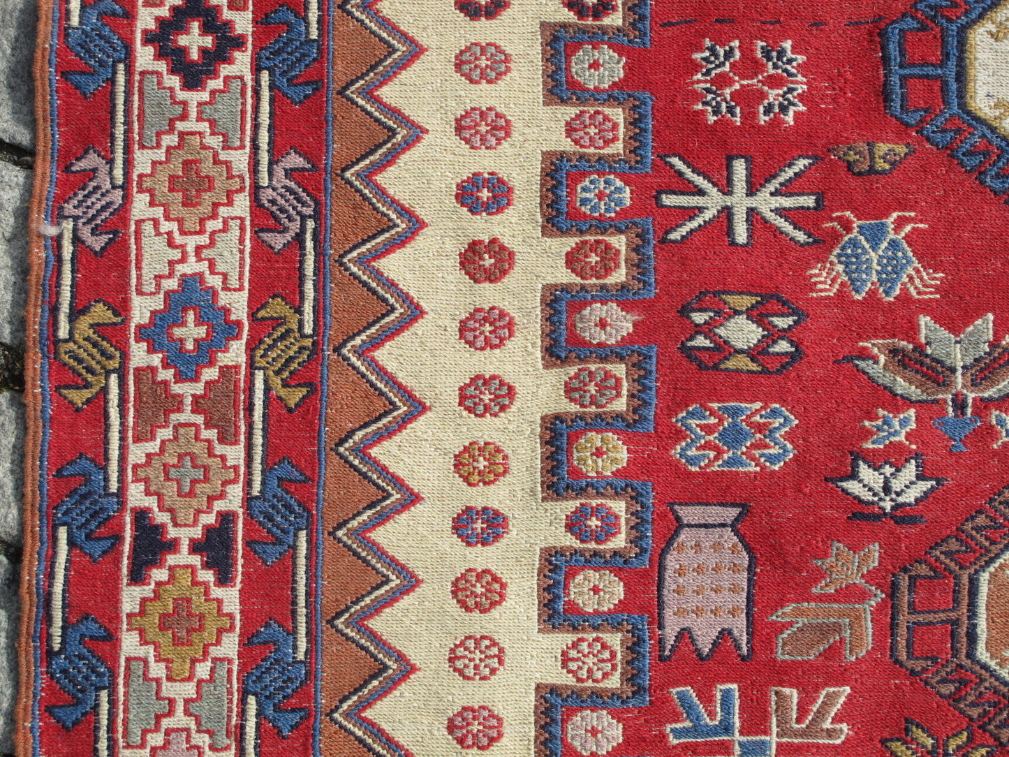 Caucasian Soumak Kilim Rug - Handwoven Wool - 3'11'' x 6'5'' (121x198cm)