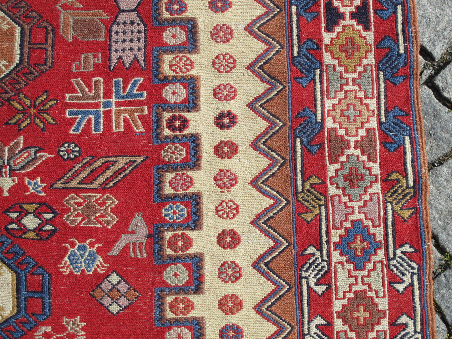 Caucasian Soumak Kilim Rug - Handwoven Wool - 3'11'' x 6'5'' (121x198cm)