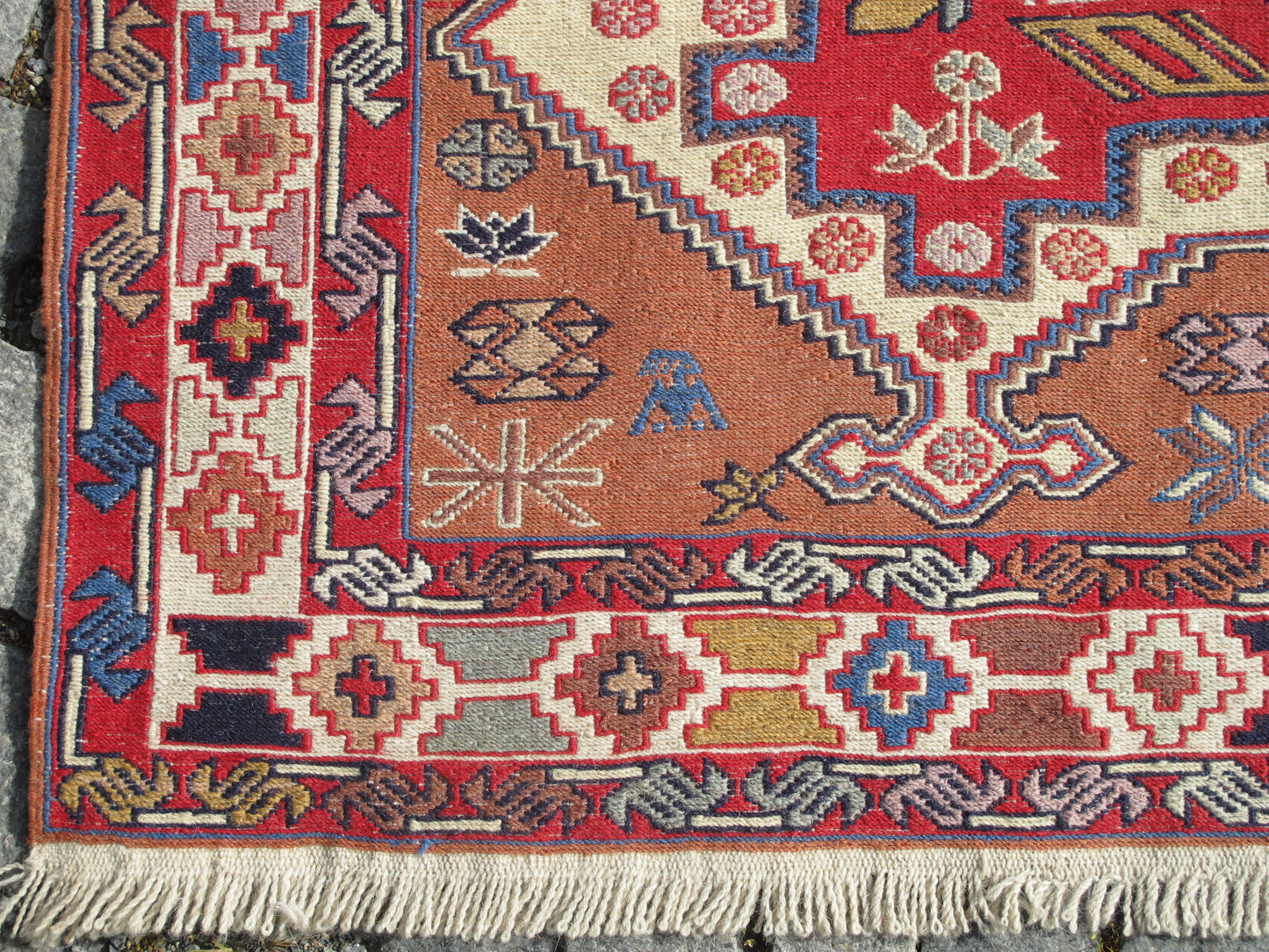 Caucasian Soumak Kilim Rug - Handwoven Wool - 3'11'' x 6'5'' (121x198cm)