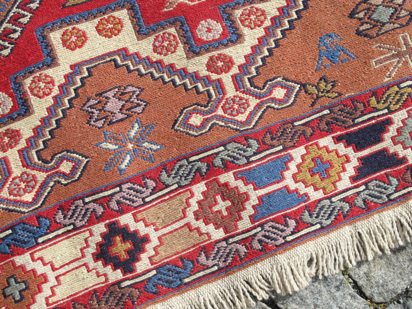 Caucasian Soumak Kilim Rug - Handwoven Wool - 3'11'' x 6'5'' (121x198cm)