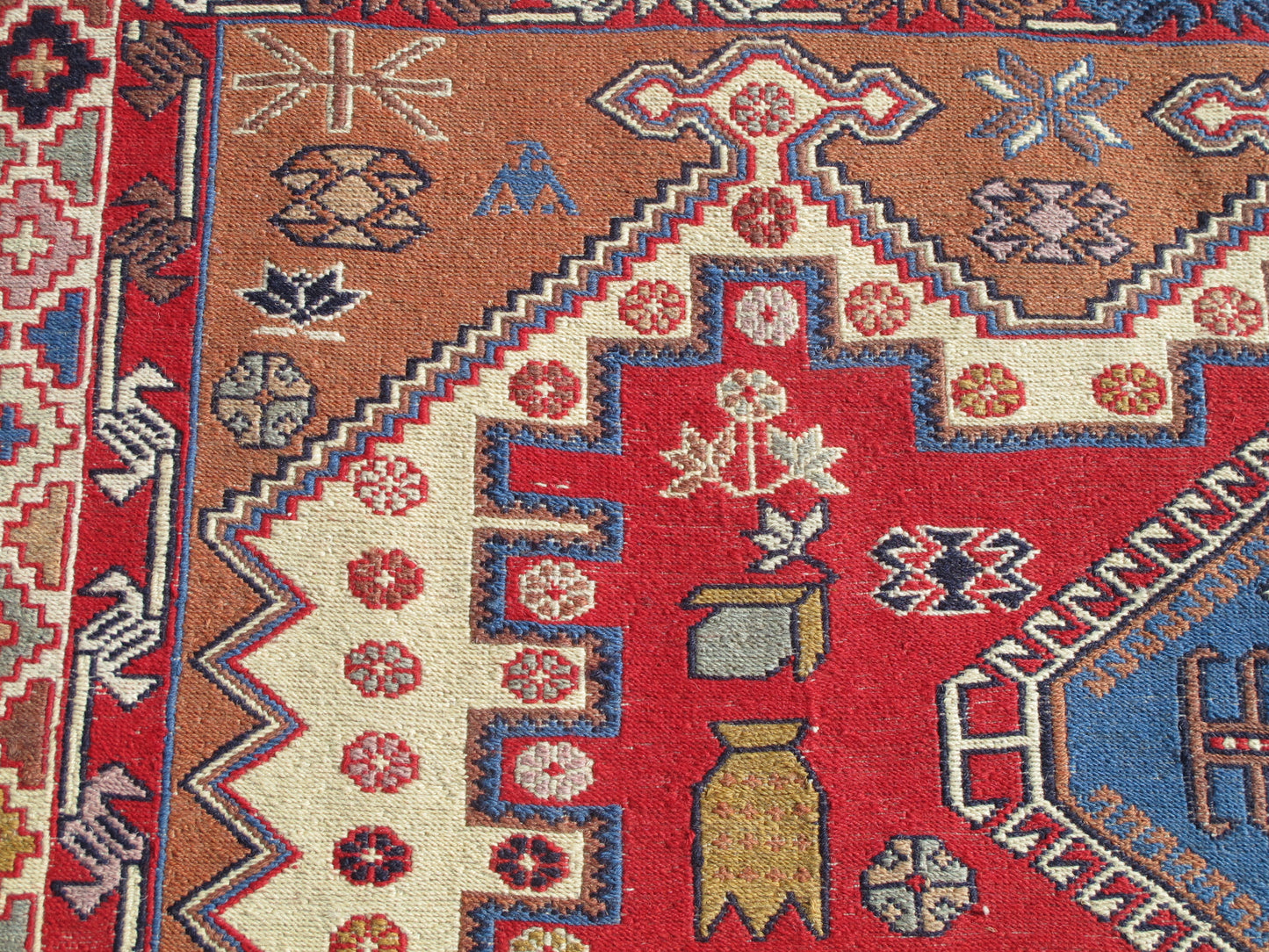 Caucasian Soumak Kilim Rug - Handwoven Wool - 3'11'' x 6'5'' (121x198cm)