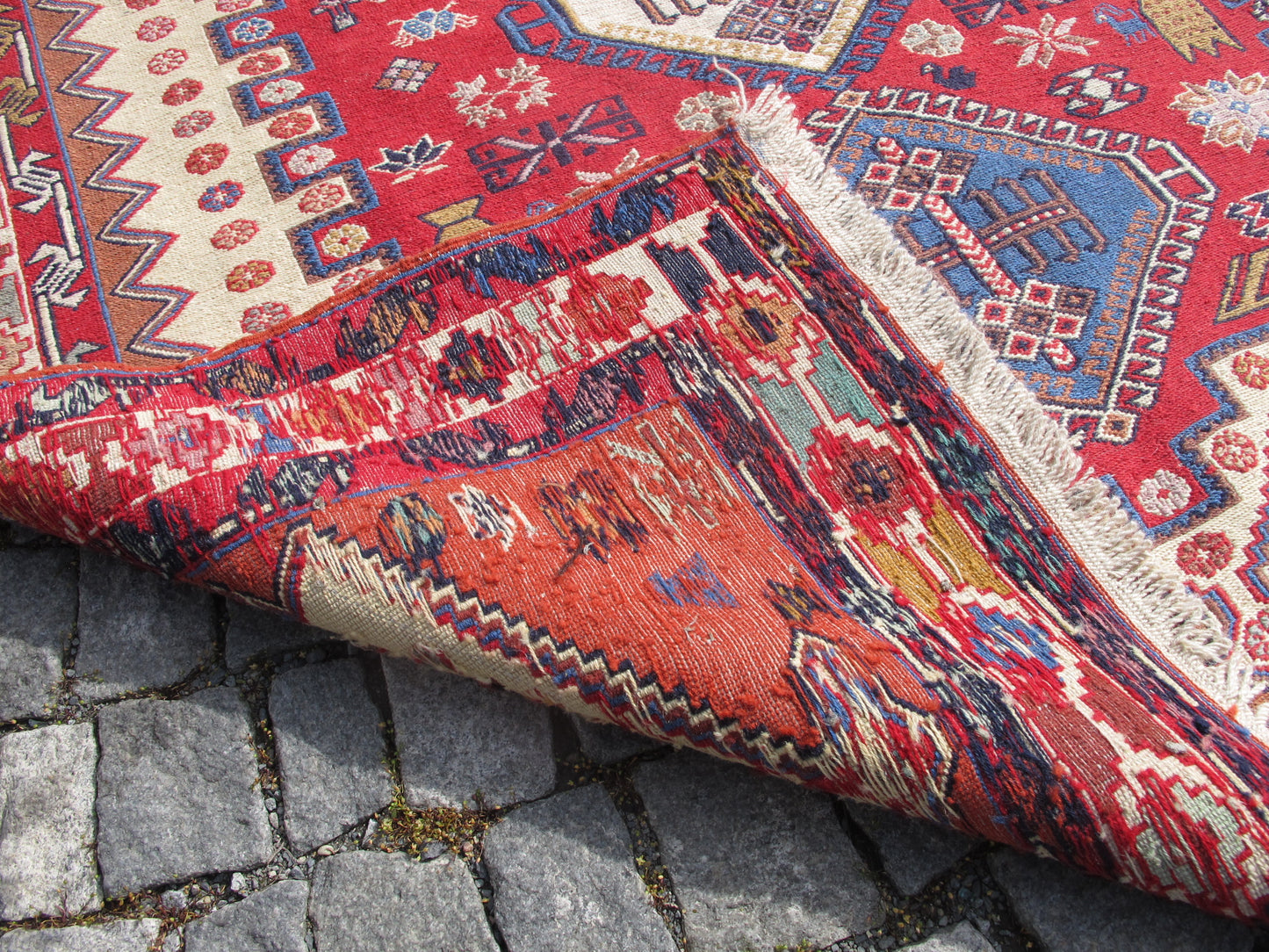 Caucasian Soumak Kilim Rug - Handwoven Wool - 3'11'' x 6'5'' (121x198cm)